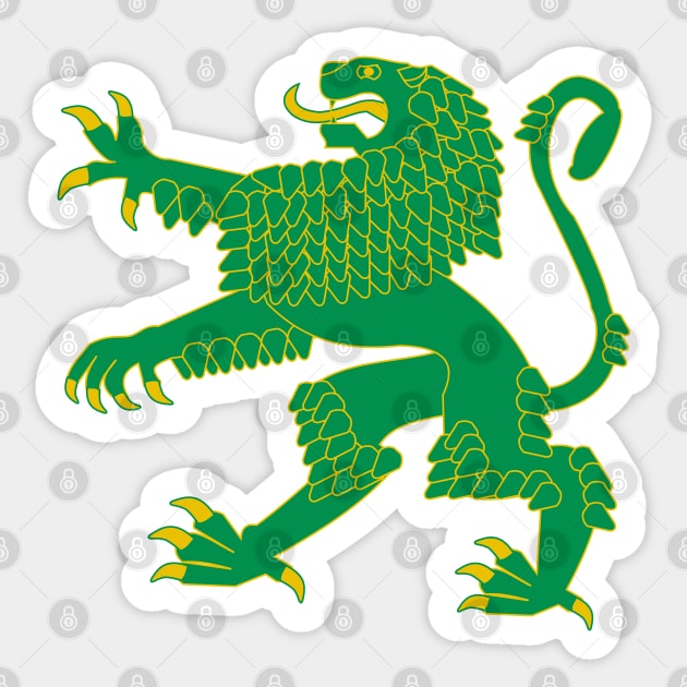 Heraldic Rampant Lion (Green) Sticker by PabloDeChenez